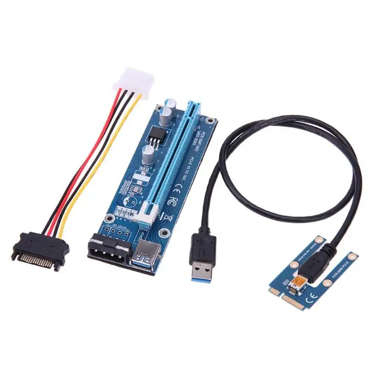 Пятая 40 см PCI Express 1X к 16X переходная карта расширитель адаптер с USB 3 0 кабель + 15Pin SATA