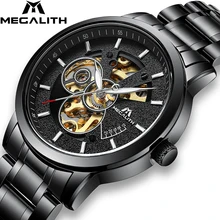 MEGALITH Luxury Brand Original Men Watch Automatic Mechanical Watch Waterproof Black Stainless Steel Watch Male Clock Reloj MEGALITH Luxury Brand Original Men Watch Automatic Mechanical Watch Waterproof Black Stainless Steel Watch Male Clock Reloj