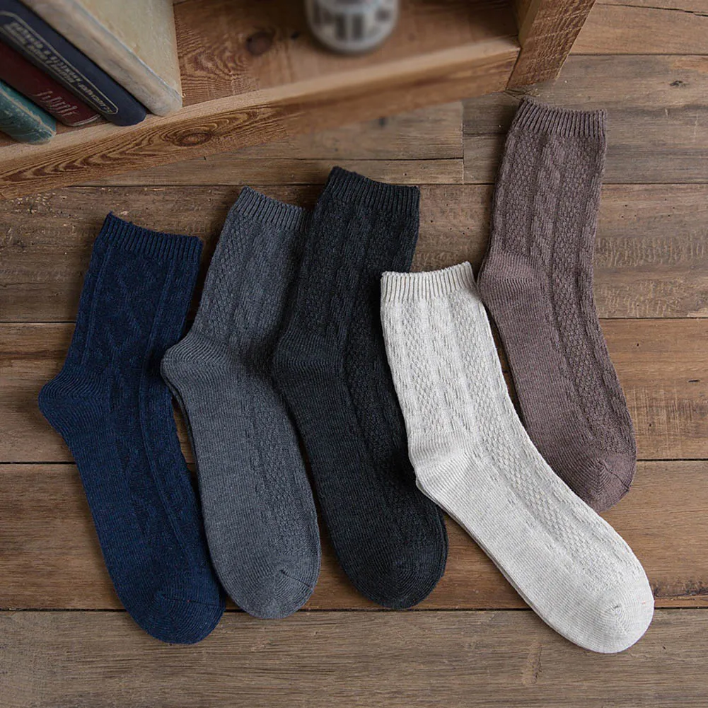 YJSFG HOUSE 1 Pair Men's Knitted Socks Mid Tube Crew Cotton Winter
