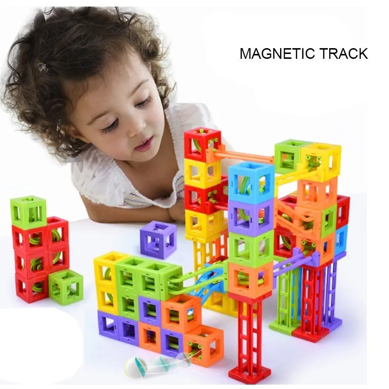 

Magnetic Marble Race Run Track Maze Slide Balls Rolling Ball Magnetic Building Blocks Construction Toys Educational Toy For Kid