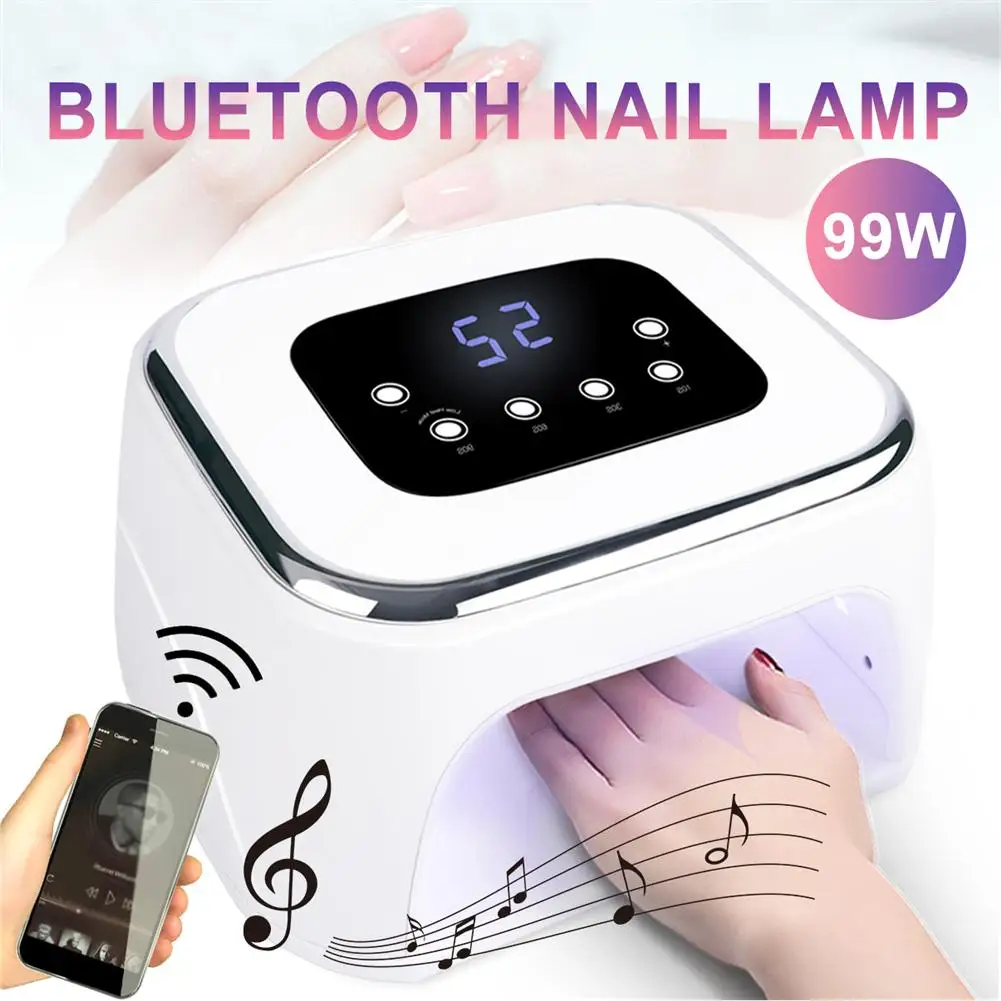 99 Вт УФ светодиодный светильник Сушилка для ногтей Интеллектуальное обнаружение ногтей инфракрасный Bluetooth динамик с гелем для ногтей отверждения ногтей инструменты для дизайна ногтей