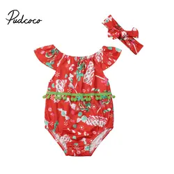 Модный милый Рождественский комбинезон с кисточками в стиле ретро для новорожденных мальчиков и девочек, повязка на голову с бантиком