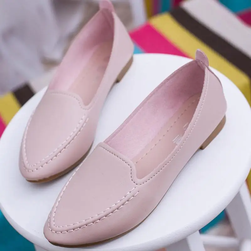 

Plus Size Solid Color Women Flats Ladies Casual Loafers PU Leather Autumn Slip-on Shoes Female Zapatos Mujer Summer Shoes #1022