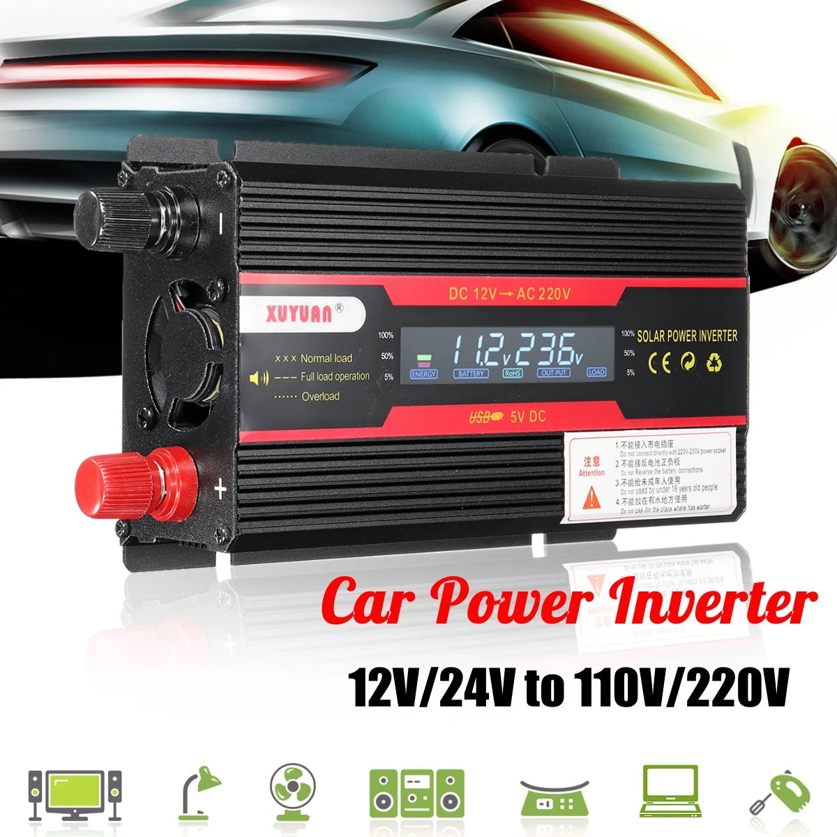 

Car Inverter 12V 220V 3000W Peak Power Inverter Voltage Convertor Transformer 12V/24V To 110V/220V Inversor + LCD Display