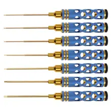 1 шт. набор инструментов из нержавеющей стали с титановым покрытием и голубой полой ручкой с шестигранной отверткой для радиоуправляемого вертолета, беспилотного самолета, модели для ремонта металла белого цвета