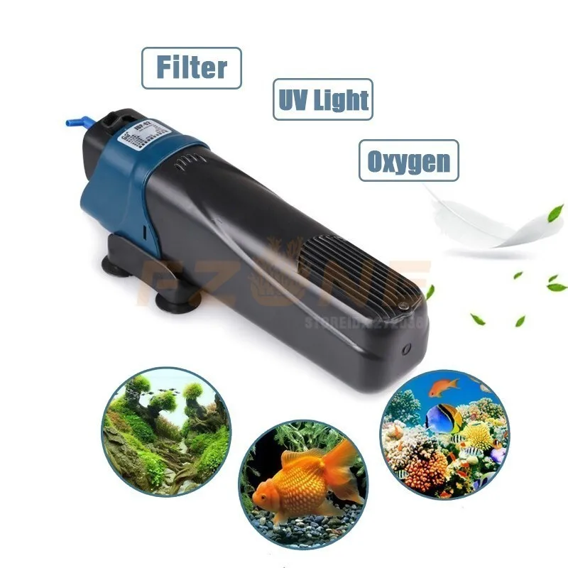 5/8W 4 in 1 Aquarium UV Sterilizer Filter Pump Fish Tank UV Internal