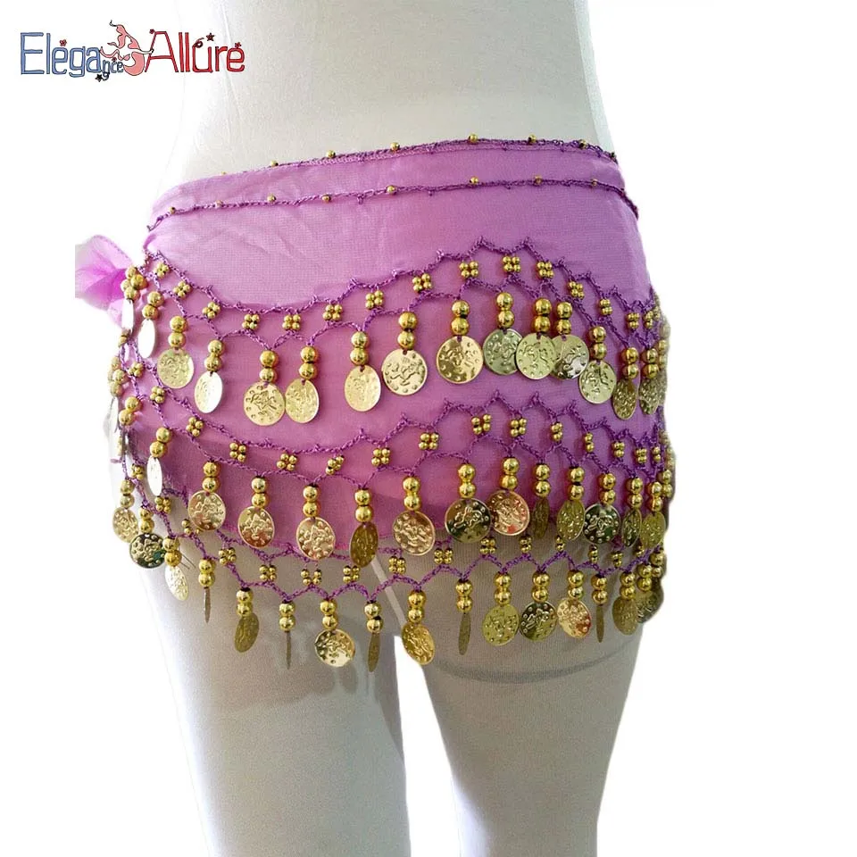 

E&A Lady Women Belly Dance Hip Scarf Bellydance Accessories Dancer Wrap Skirt one Coins Waist Chain Female Practice Dance Wear