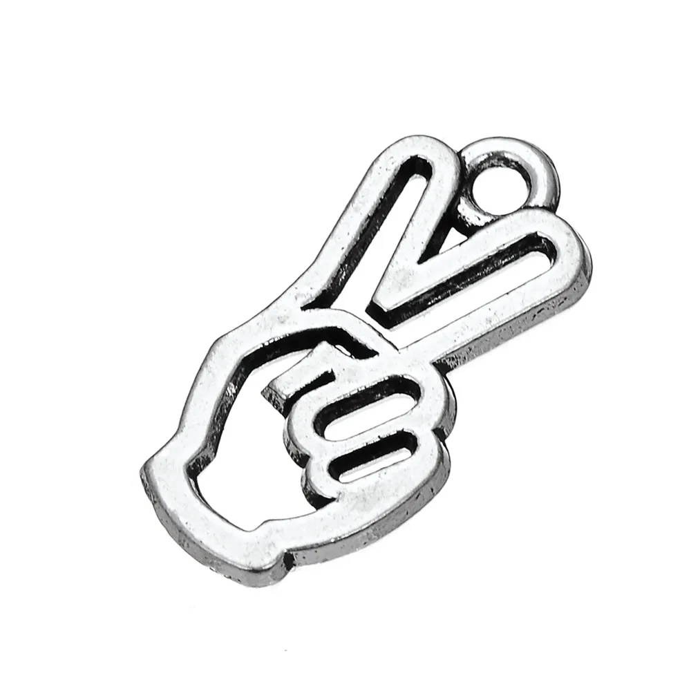 LIKGREAT yah знак Виктории рука жеста Шарм для изготовления ювелирных изделий Тибетский серебристый цвет Подвески в виде знака мира подвеска «сделай сам» Аксессуары