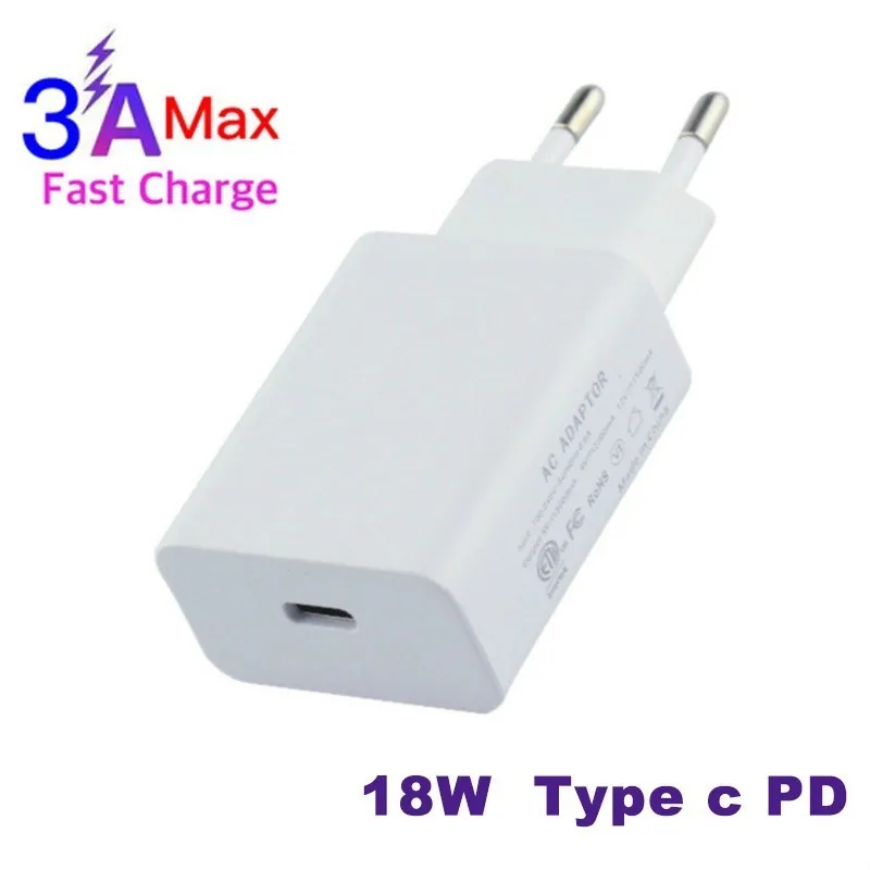 

USB Type-C PD Charger Adapter for Apple MacBook/iPhone X/New iPad Type-c USB-C PD Fast Charging 18w Wall/Travel Charger Adapters