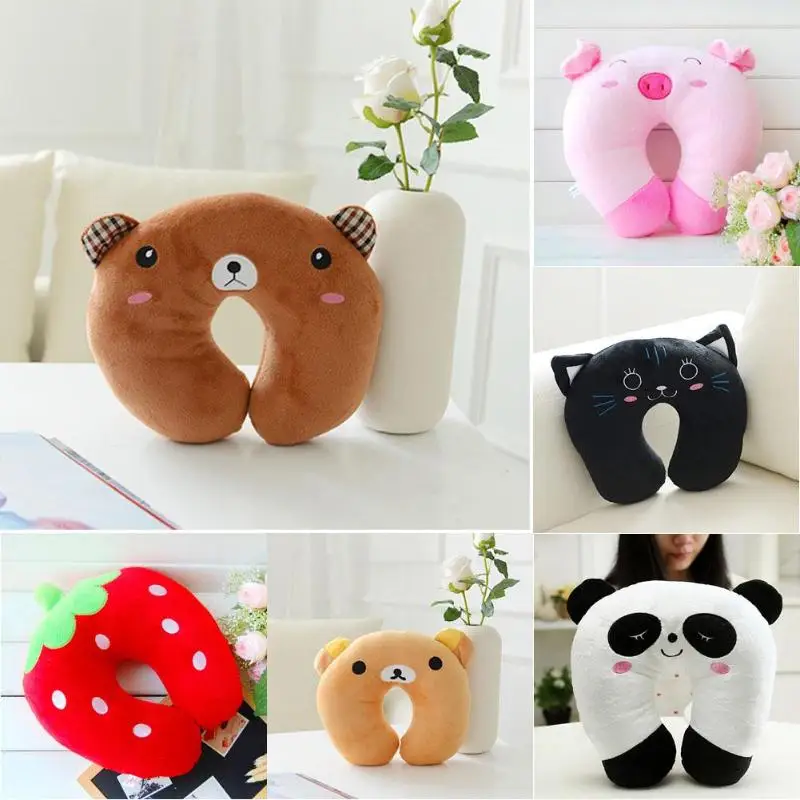 

omfortable U Shaped Neck Pillow Multi-Color Cartoon Travel Pillow Neck Massage Car Headrest Dolls Soft Cushion Home Textile