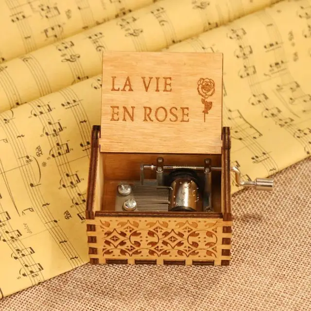Antique Carved Moon River Music Box Birthday Gift La Vie En Rose Wedding Decoration Digital Baby Theme 4