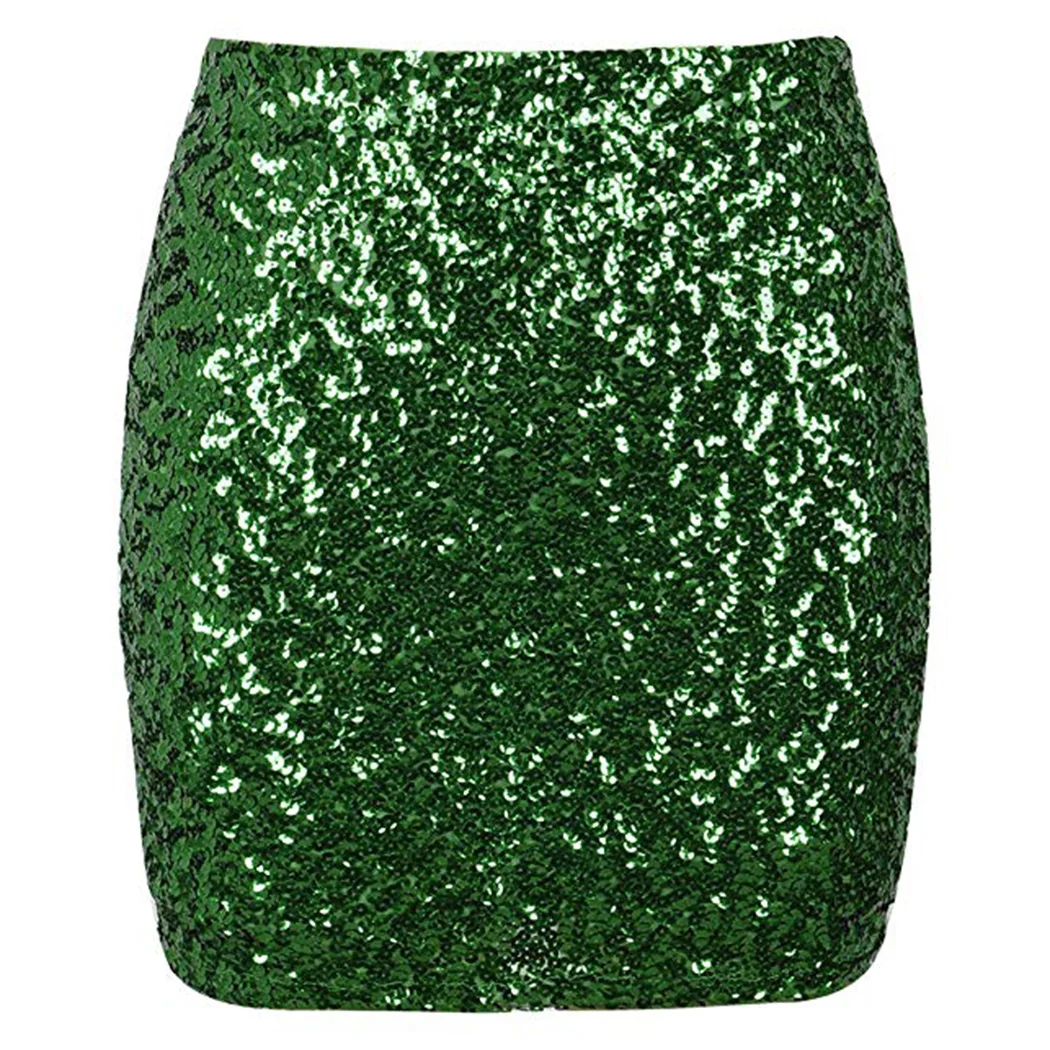 Женская Светоотражающая блестящая юбка с блестками, сексуальные блестящие Серебристые золотистые Облегающие юбки-карандаш, Женская мини-юбка для вечеринки