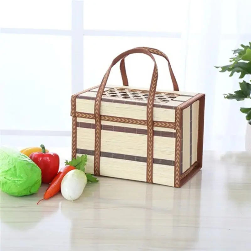 OUNONA المحمولة سلة مغزولة مع مقابض ل الغسيل الطبيعي نبات خضراوات تخزين