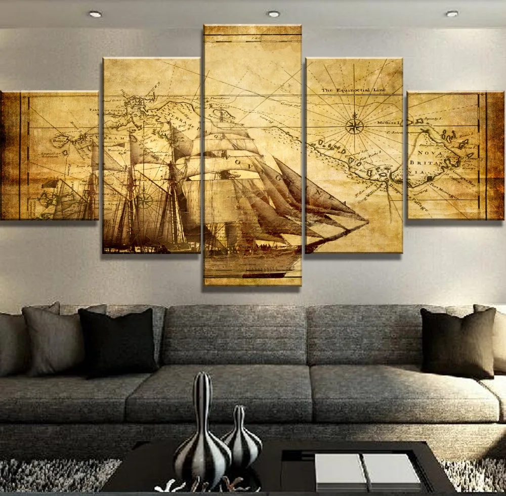 

5 Piece HD Print Painting Ancient Navigator Cuadros Decoracion Paintings on Canvas Wall Art for Home Decorations Wall Decor