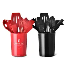 11 шт., все включено, силиконовая посуда, лопата с антипригарным покрытием, ложка, кухонные инструменты, набор канапе, ложка, вилка, чехол, с кухонной утварью