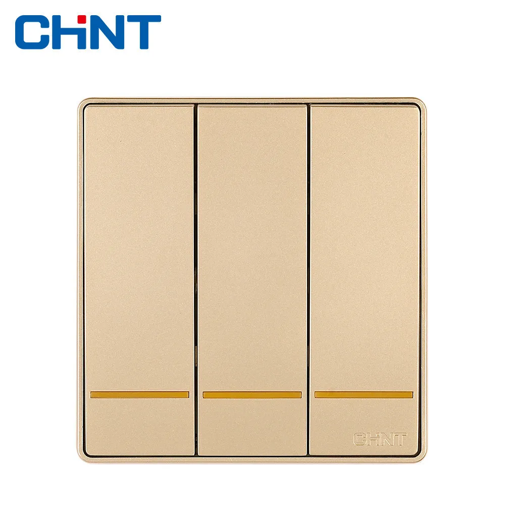 

CHINT Wall Light Switches Socket NEW2D Three Gang Two Way 16A Steel Frame Lamp Switch