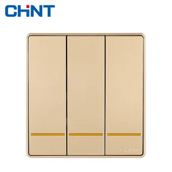 

CHINT Wall Light Switches Socket NEW2D Three Gang Two Way 16A Steel Frame Lamp Switch
