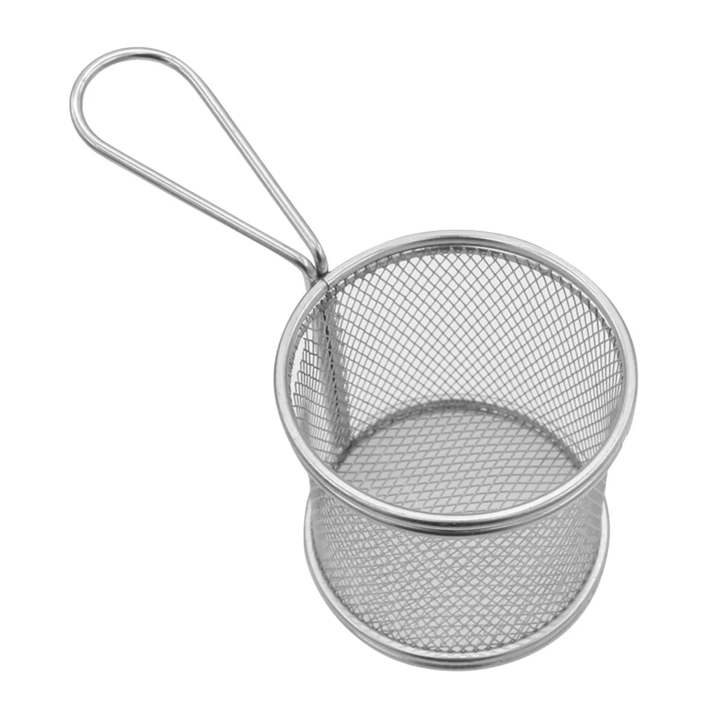 

1 Pc Round Frying Basket Stainless Steel Mesh Cooking Colander Kitchen Tools For Cafes Bar Home Restaurants