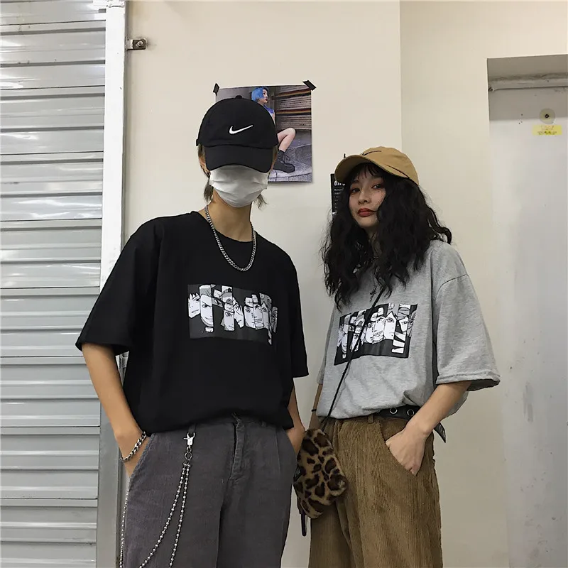 

Men's T-shirt 2019 summer round neck loose cartoon print short-sleeved T-shirt youth personality fashion trend men's clothing