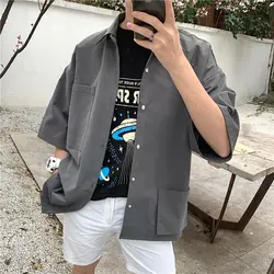 2019 Освежающая Повседневная Свободная рубашка с короткими рукавами в Корейском стиле, небольшой свежий тренд, camisa feminina masculina, хлопок