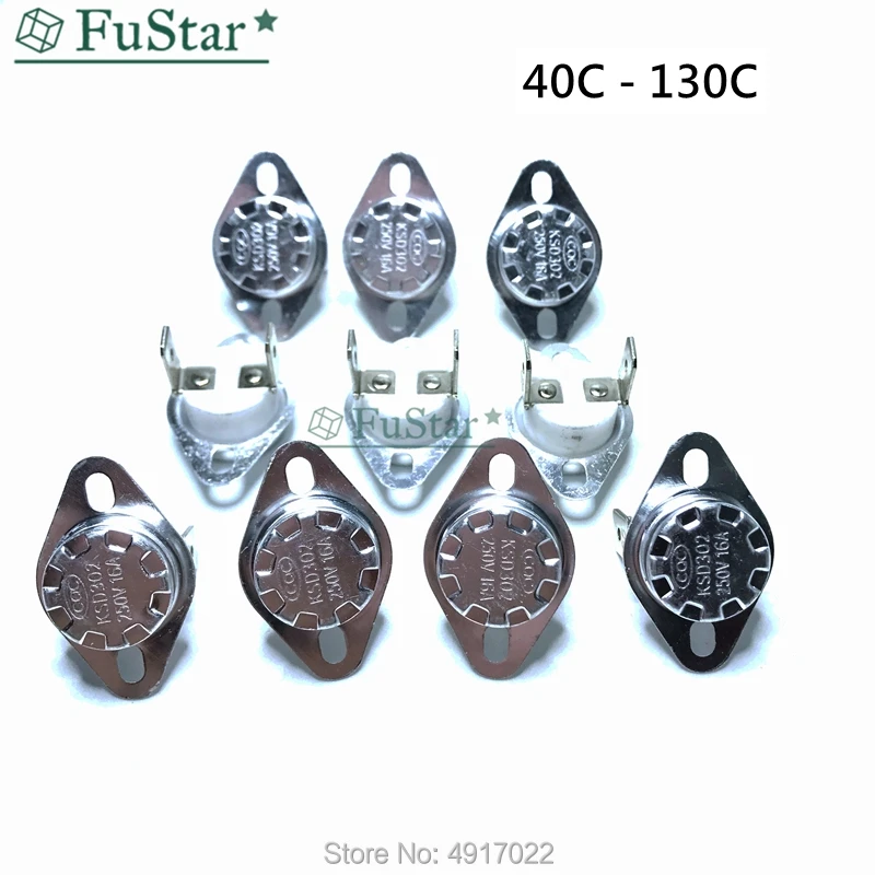 

3pcs KSD302 16A 250V 40-130 85C Degree Ceramic KSD301 Normally Closed Temperature Switch Thermostat 45 55 60 65 70 75 80 85C 90C