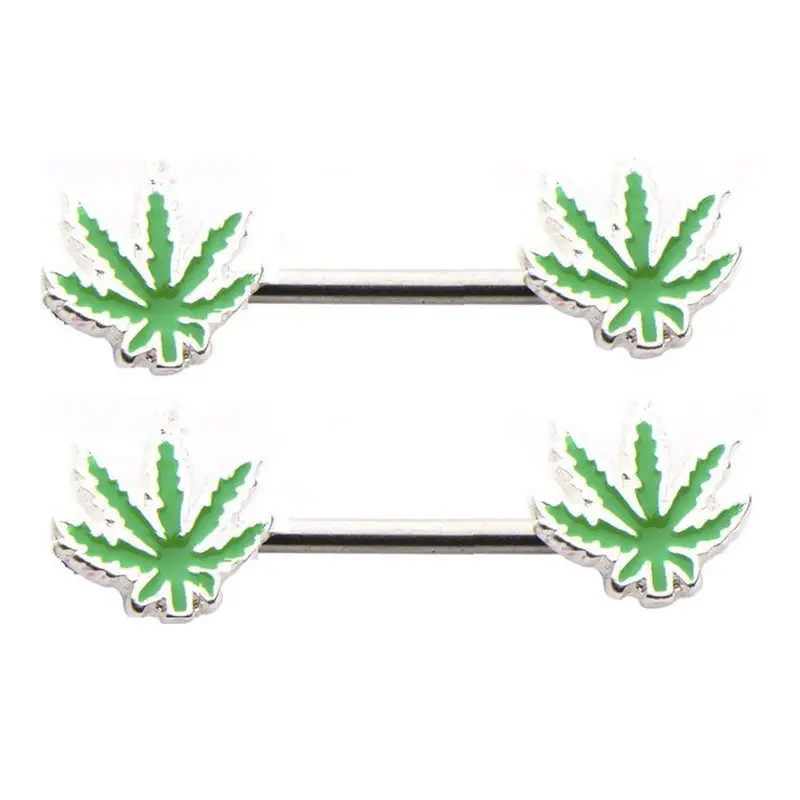 Weed LogoSexy нипппель пирсинг хирургический Циркон в форме сердца щит массивные тела
