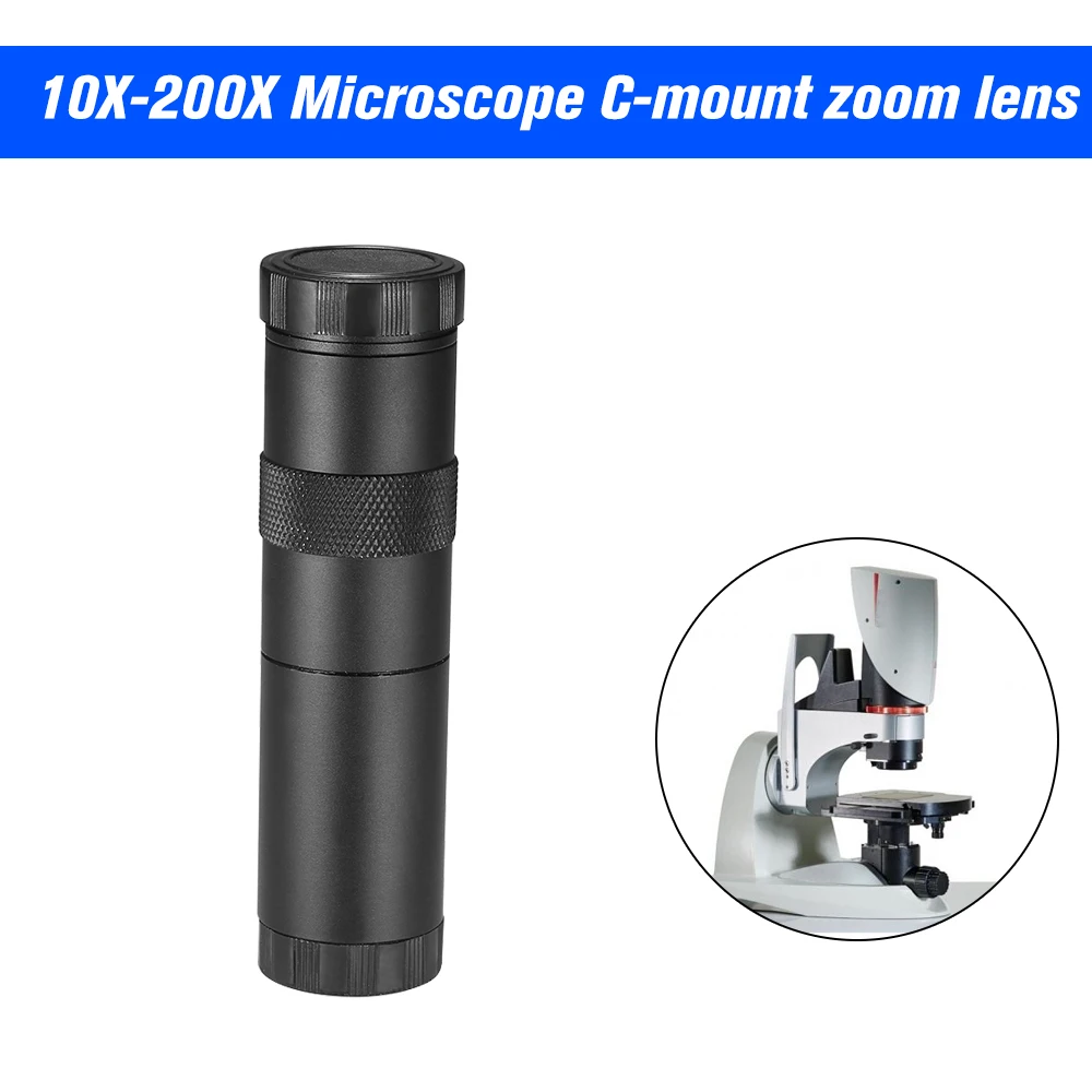 

CCD Industry Microscope Camera C-mount Lens 10X-200X Camera Magnification Adjustable Zoom Eyepiece Magnifier Industrial Lens