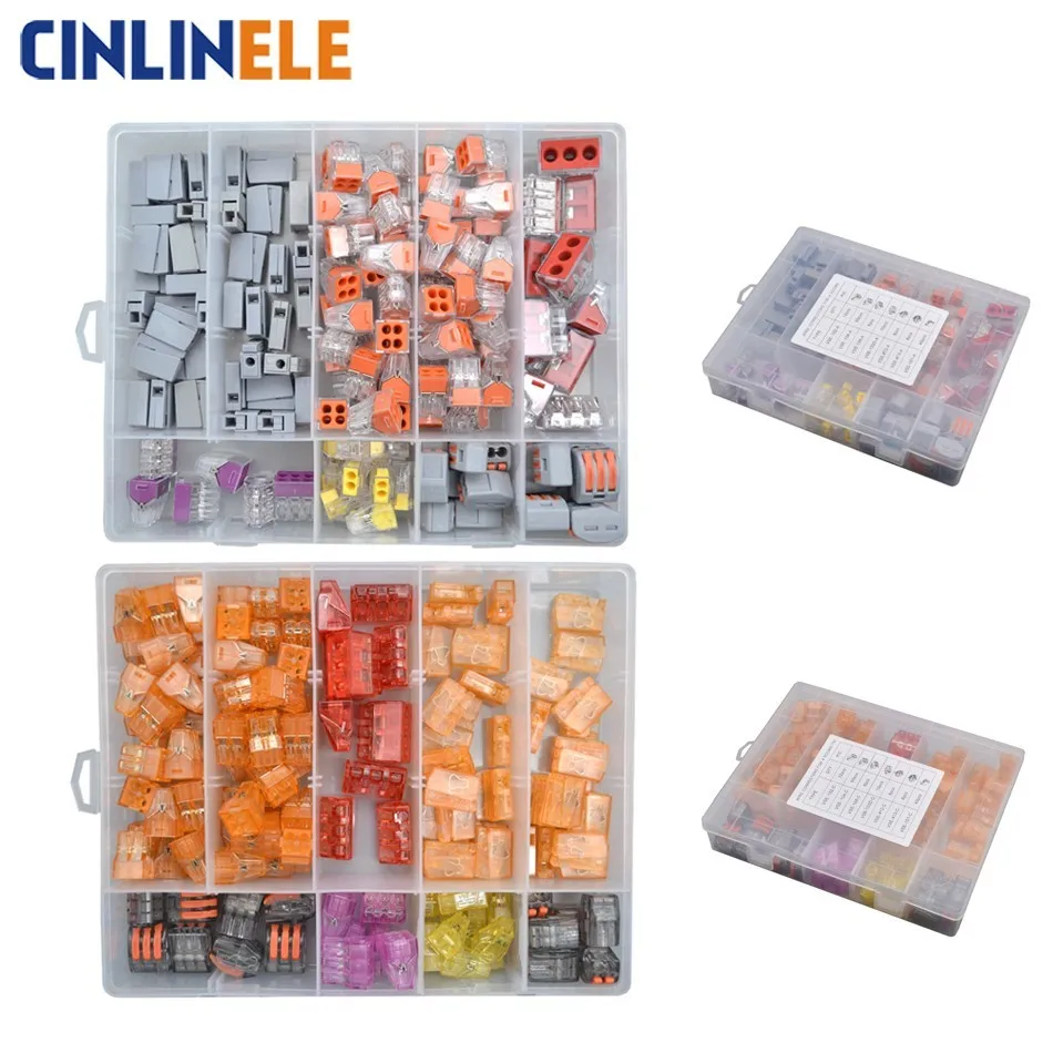 

144 Pieces WAGO Connector Set Beautiful Box Models Wire Wiring Conductor Terminals Block 4 Room House Electrician Decoration