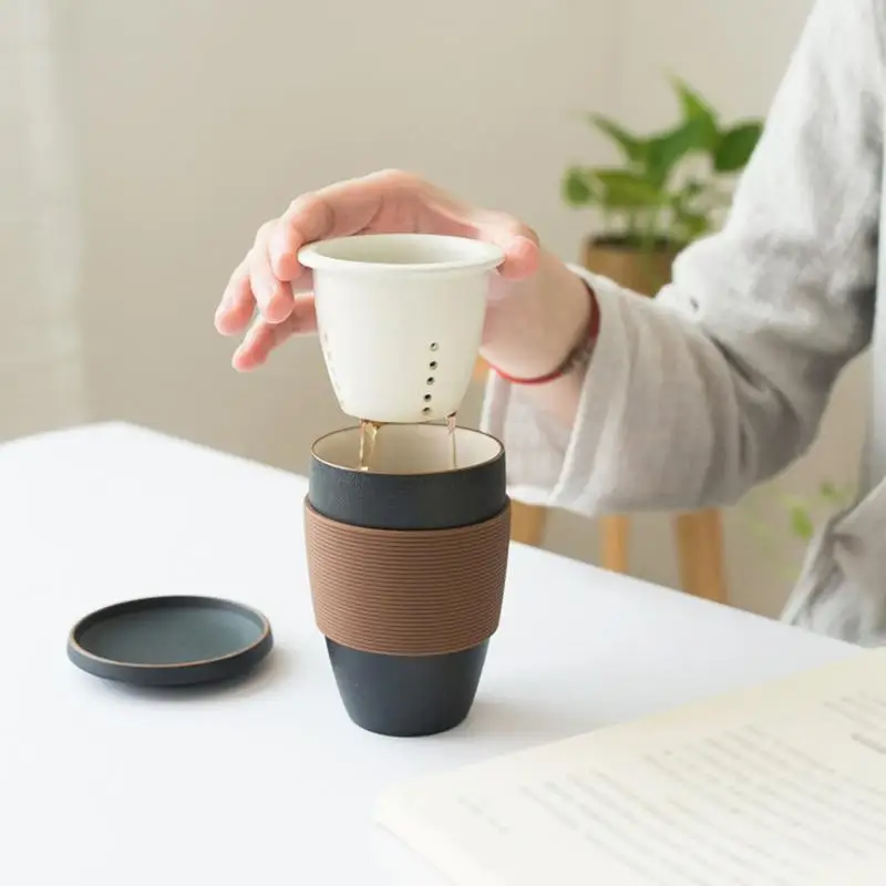 3 цвета керамическая чашка с заваркой чая и крышкой чашка для заваривания чая с антиобжигающим силикагелем кольцо