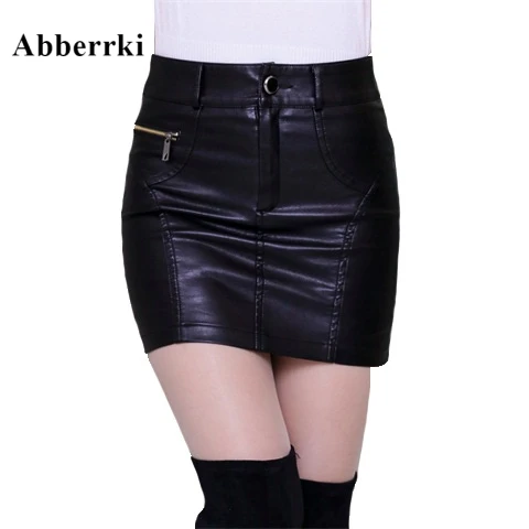 

New Spring Autumn Women Black Mini Faux Leather Skirt High Waist Sexy Short Skirt Large Size 3xl Bodycon Skirt