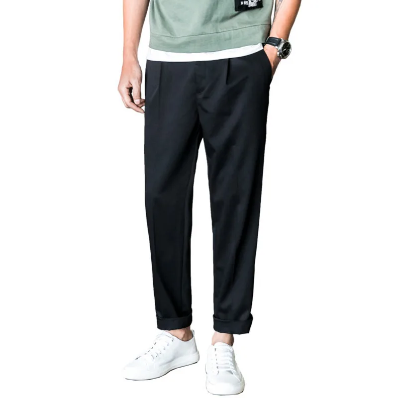 Men's Casual Trousers 2019 Four Seasons New Style British Tide Slim Feet Pants Youth Popular Loose Pants Casual Men's Clothing