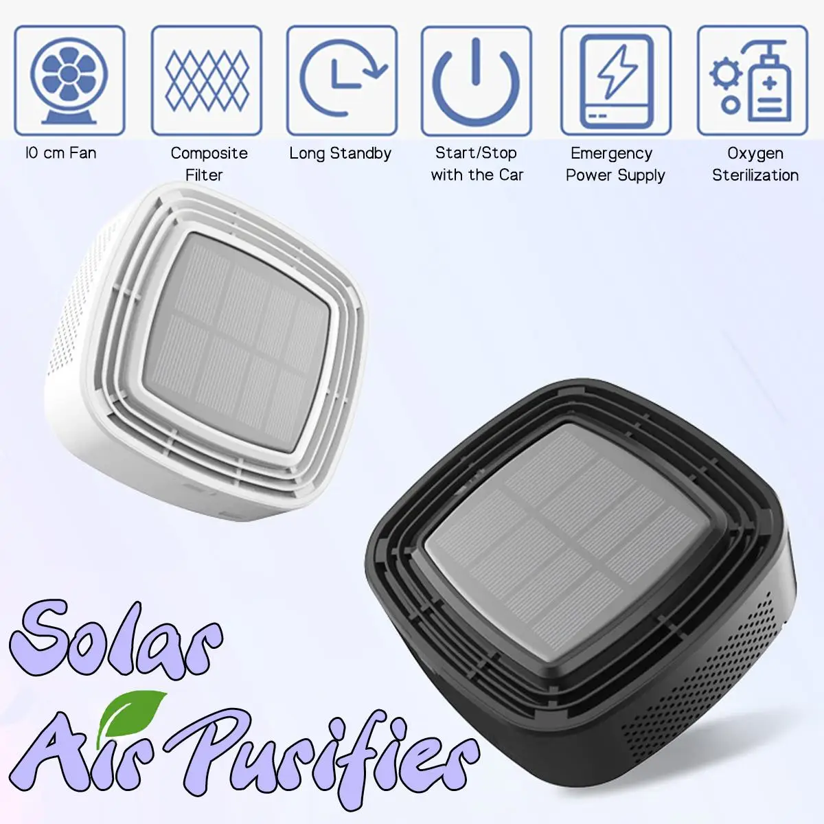 

ABS Car Solar Air Purifier Purify Vehicle Home Solar Air Purifier Mini Humidifier Negative Ion Car Oxygen Bar Vehicle Accessory