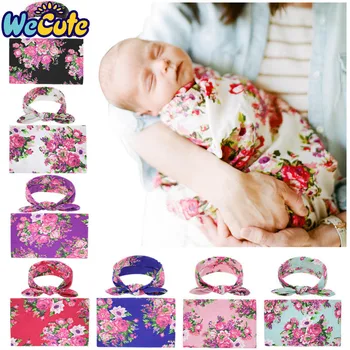 

Wecute Headband Cotton Soft Newborn Photo Prop Wraps Blankets Rabbit Ear Gauze Infant Wrap Set Baby Photographing Tool