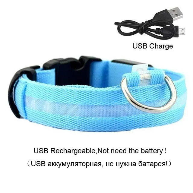 USB Перезаряжаемый светодиодный ошейник для собак Ночная безопасность мигающий