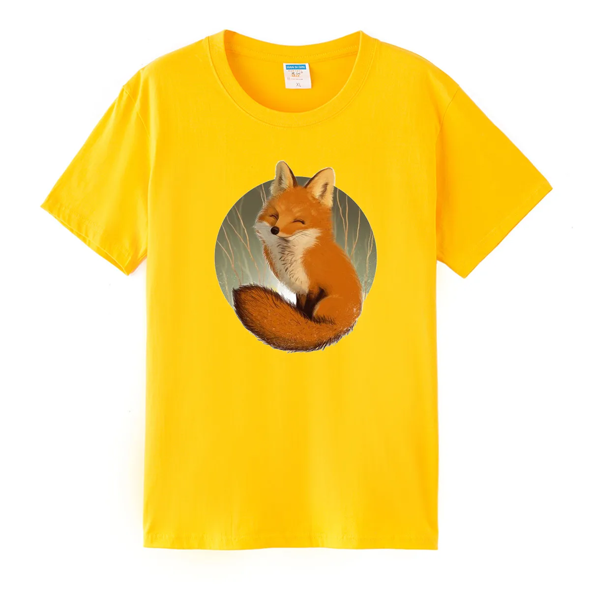 

Design Tees Cartoon Animal Fox Prints Funny T-shirt Men Women Cotton Tops Tee