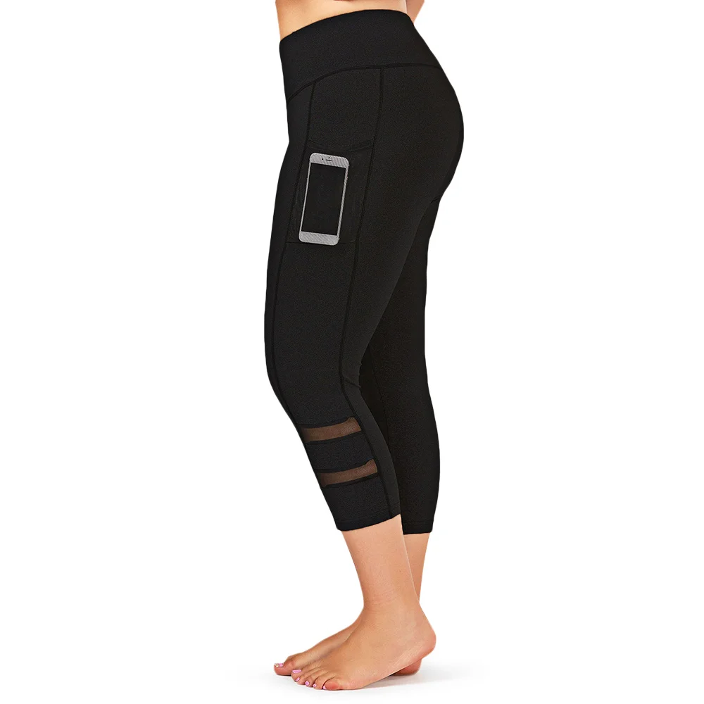 

Women Legging Mesh Capri Leggings Plus Size Fitness Sport Pant Mid-Calf Trouser Skinny Elastic High Waist Pencil Pant Sweatpants