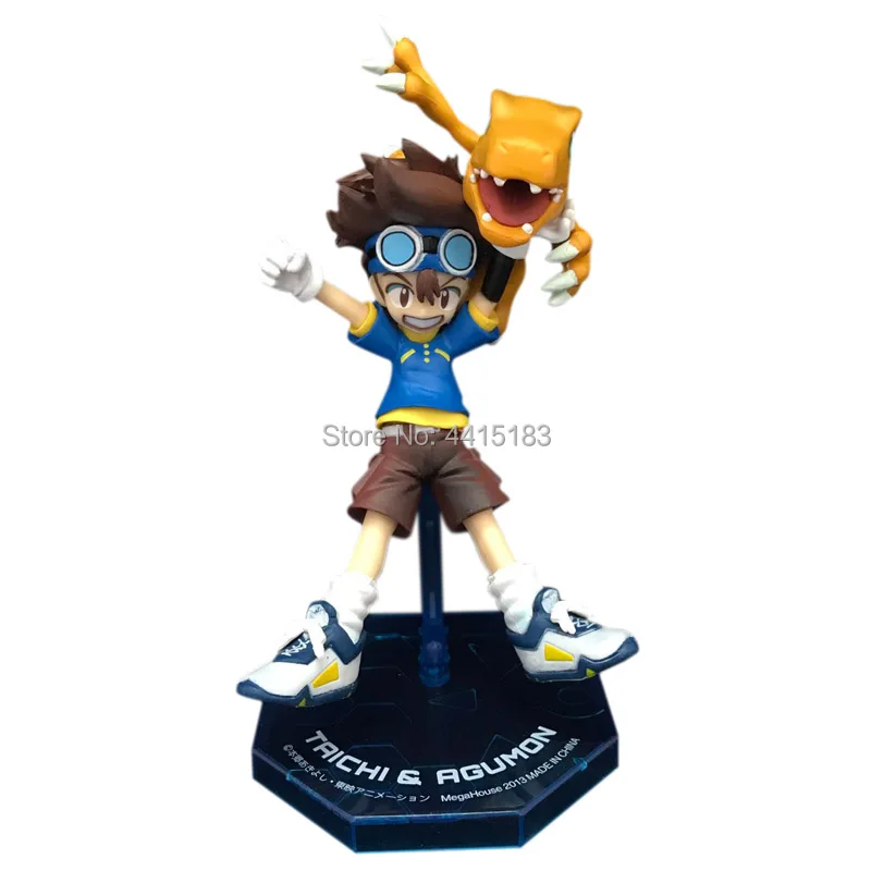 Anime Super Digimon Agumon Greymon & Yagami Taichi PVC Action Figure Doll Collectible Model Toy Gift For Children 11 cm