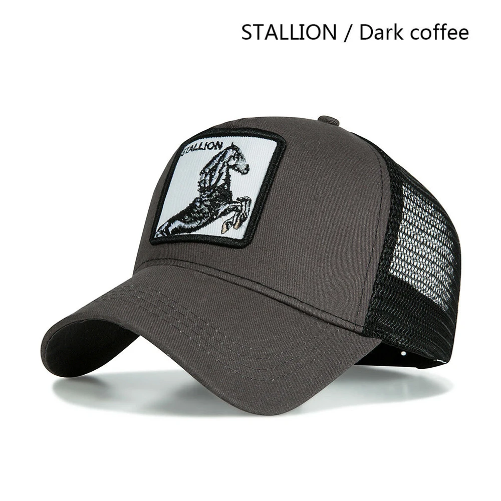 

Personality Baseball Caps Animal Embroidery Pattern Hip Hop Summer Sun Hats Men Breathable Mesh Streetwear Bone Unisex 2019