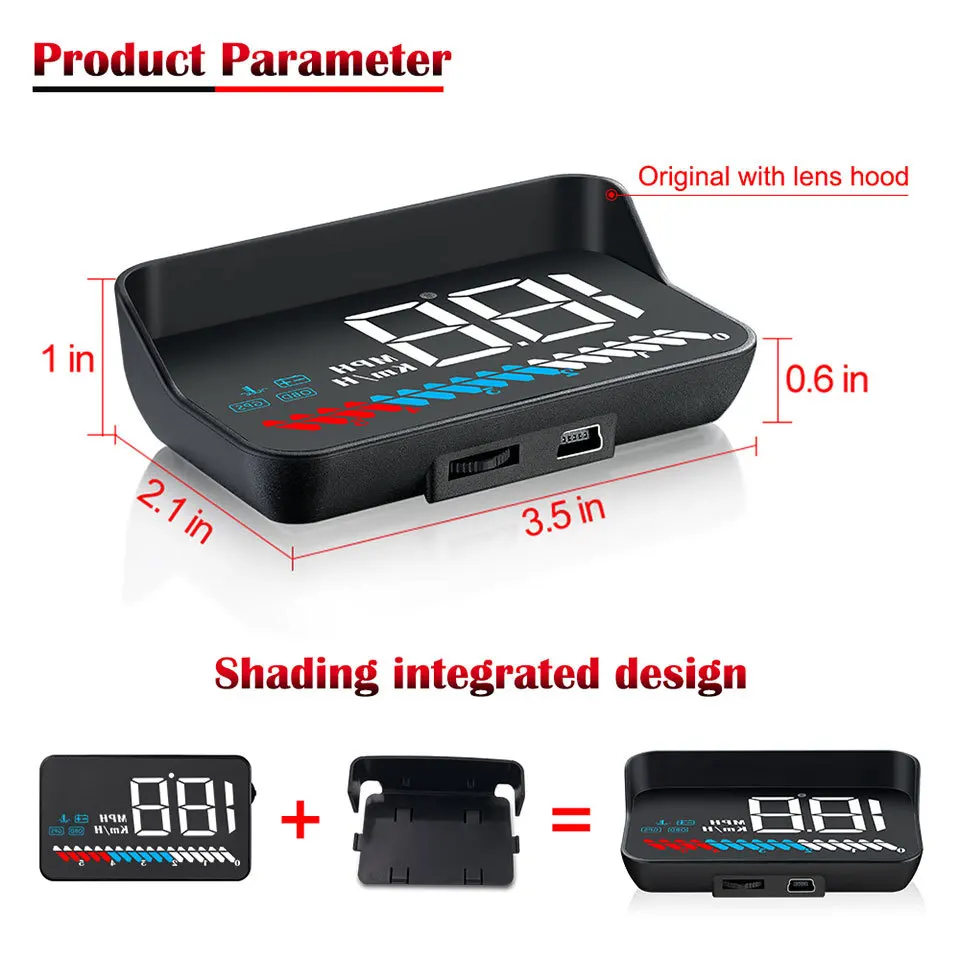 Смарт HUD OBD+ gps Двойная система дешевые маленькие универсальные для всех автомобилей Спидометр лобовое стекло проектор с блендой км/ч MPH