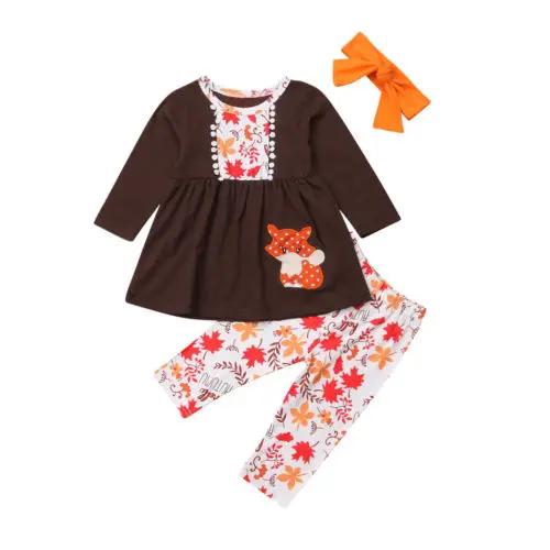 

Toddler Kids Baby Girl Clothes Long Sleeve T-shirt Tops Mini Dress+Pants 3Pcs Clothes