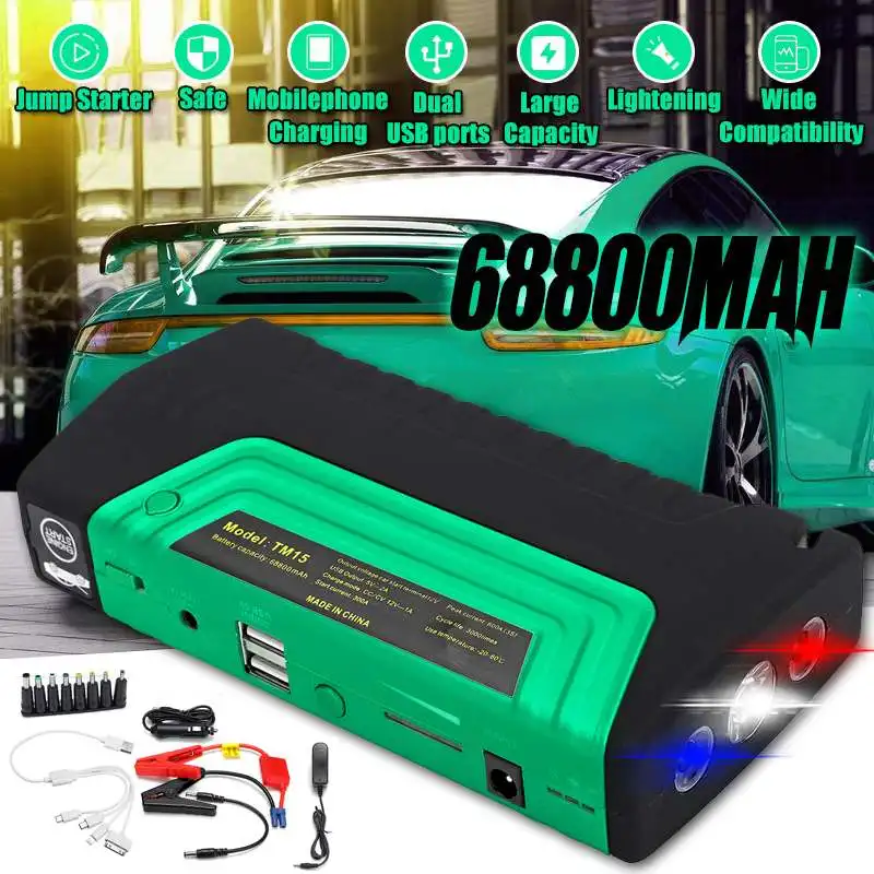 

Multifunction Jump Starter 68800mAh 12V 600A USB Portable Power Bank Car Battery Booster Charger Starting Device