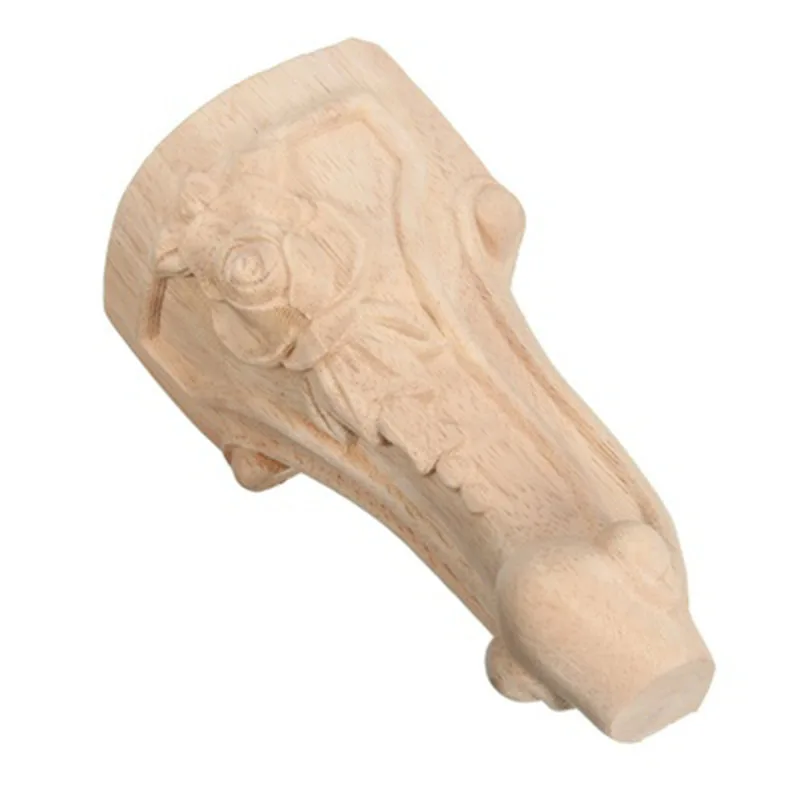 Günstige 4 Pcs 15*6cm Holz Geschnitzte rose fuß Rahmen Decor Möbel Tisch Handwerk Unlackiert Tür Dekor Wand Kunst