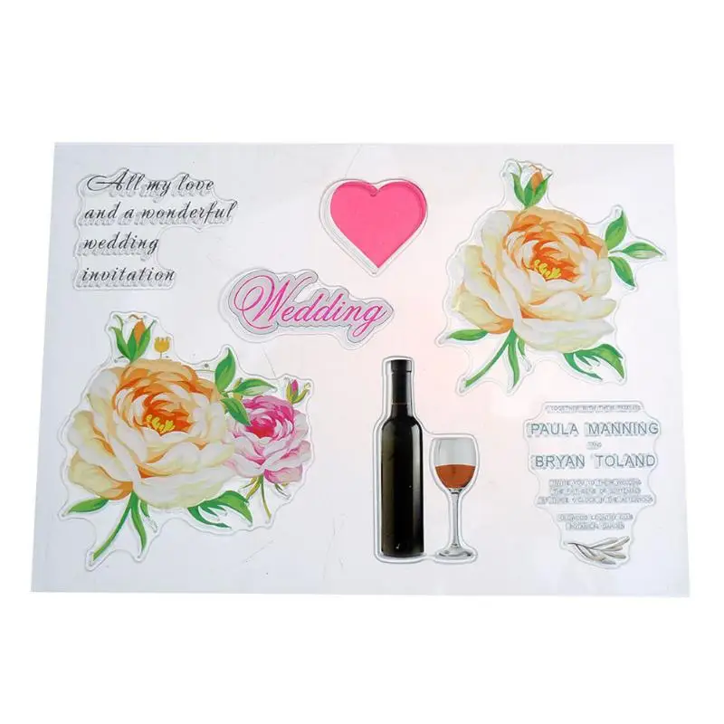 

Clear Stamp Scrapbooking Stamp Roses Sky Wheel Album Card Embossing Transparent Stamp Template Christmas Gift PTSP