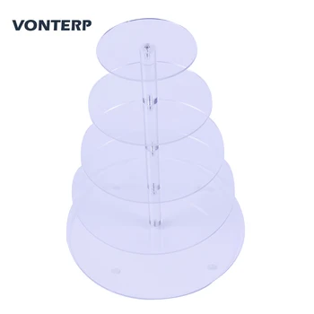 

HMROVOOM Transparent 1 PCS Round 5 Tier clear Acrylic Cupcake Display Stand /acrylic cake stand/acrylic cupcake rack