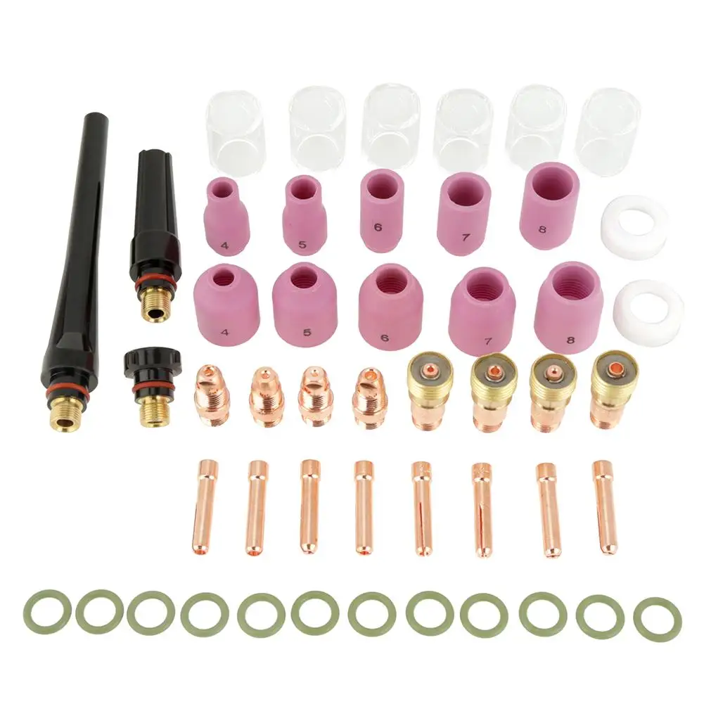 

49pcs/set Glass Cup Gas Lens Alumina Nozzles Cups Collets Accessory Kit for Welding Torch