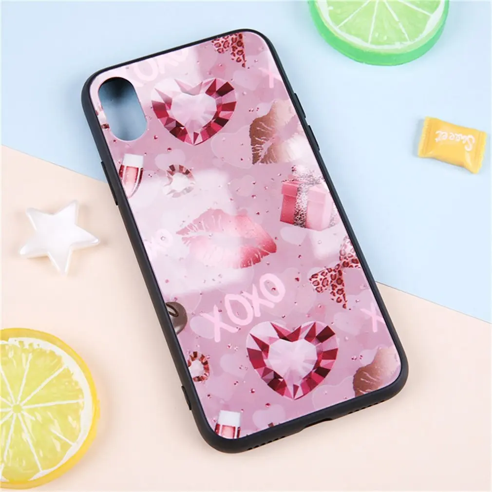 Lip Pattern Aurora Glass Phone Case Cover Shell Cellphone Case Protection Man Woman Fashion Accessories,Mobile Phone