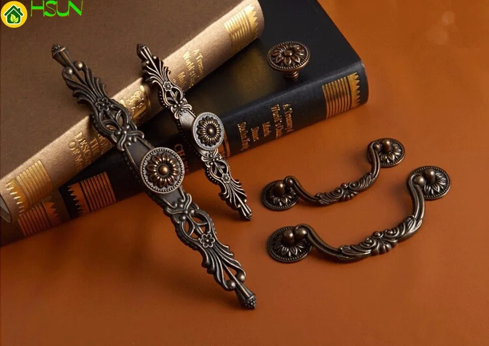 

2 pcs Vintage Dresser Pulls Handle Backplate Cabinet Drop Pull Drawer Handle Cupboard Knob Rustic Kitchen Hardware