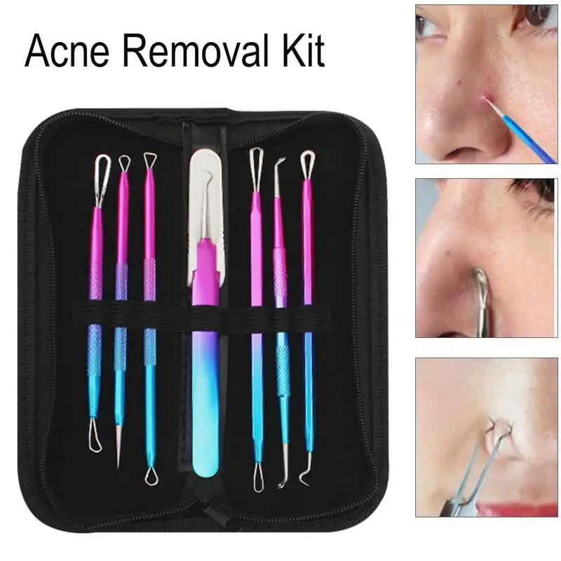 

Blackhead Remover Pimple Comedone Extractor Tool Treatment for Blemish Removing for Risk Free Nose Face Skin 7PCS Acne Removal K