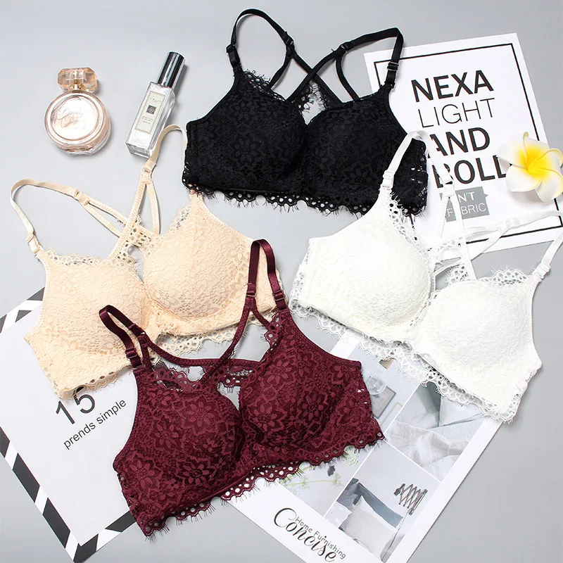 

2019 Bras Mann Honey Front Buckle Gather Together Beautiful Back Ma'am Underwear Suit Sexy Lace Nothing Steel Ring Bra