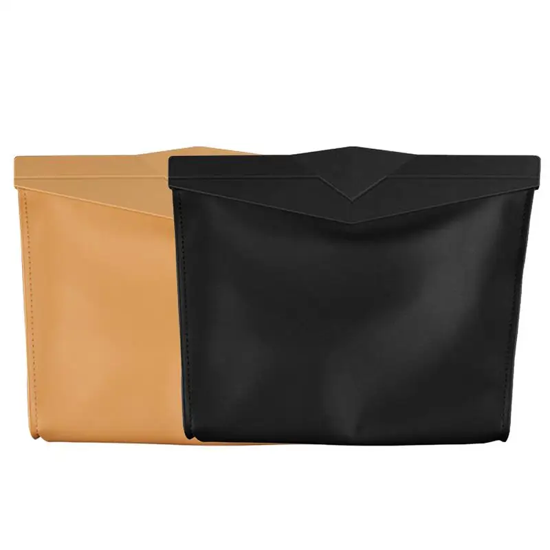 

Vehicle Storage Bag Leather Garbage Bag Snap Fastener Seat Bag Double Magnet Used For Sorting Debris In Cars Auto Accessories